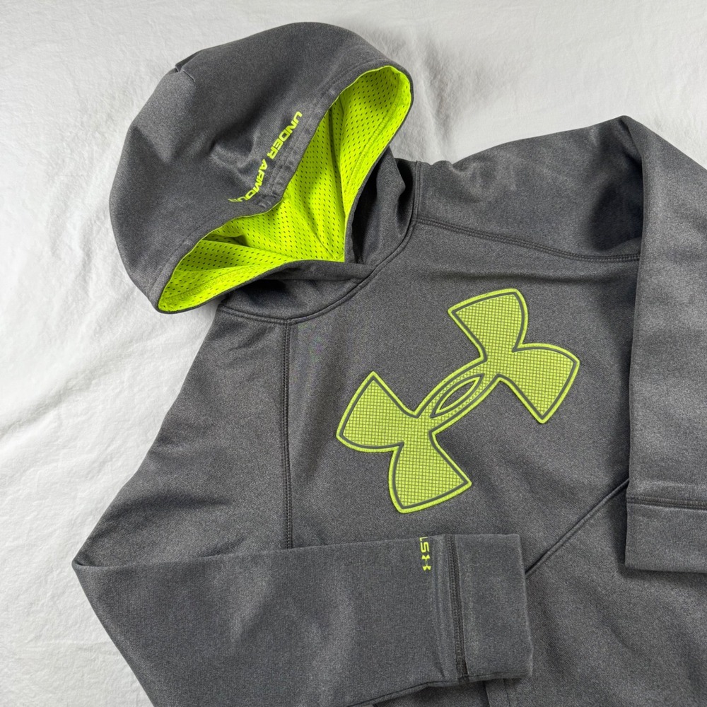 Under Armour Boy's Size YXS Gray Storm1 Logo Fleece Pullover Hoodie